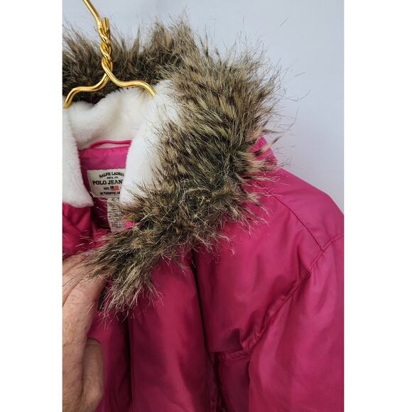 Vintage Y2K 2000's Polo Ralph Lauren Pink Goose Down Bomber Jacket XL - Picture 6 of 10